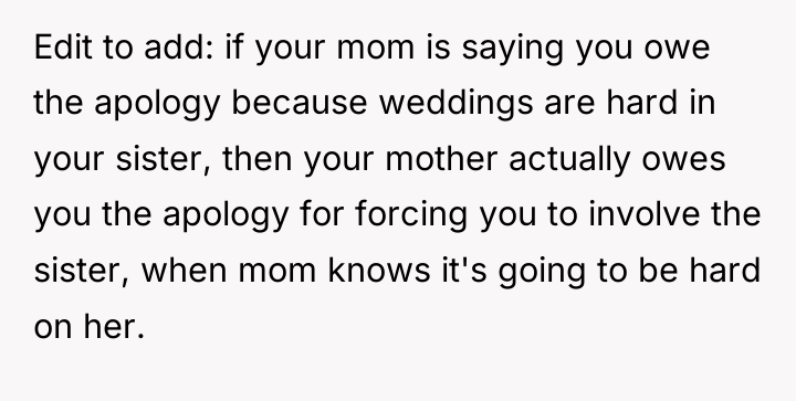 Edit to add: if your mom is saying you owe...