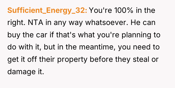 Sufficient_Energy_32 You're 100% in the right. NTA in any way...