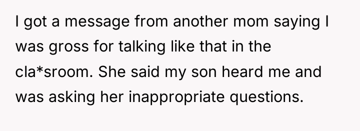 I got a message from another mom saying I was...