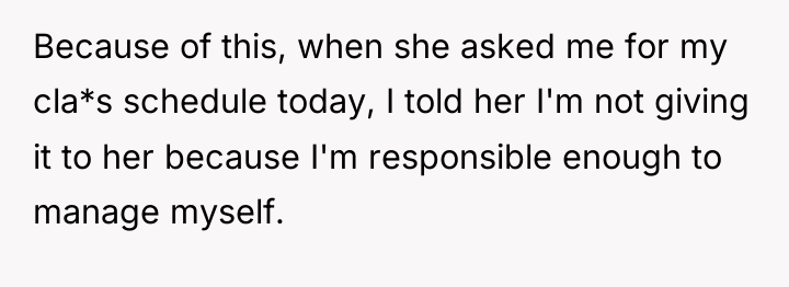 Because of this, when she asked me for my cla*s...