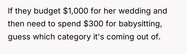 If they budget $1,000 for her wedding and then need...