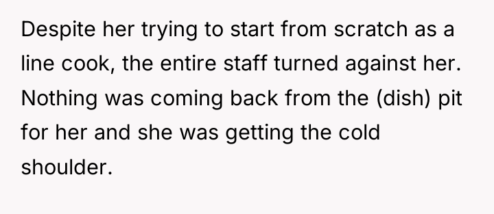 Despite her trying to start from scratch as a line...