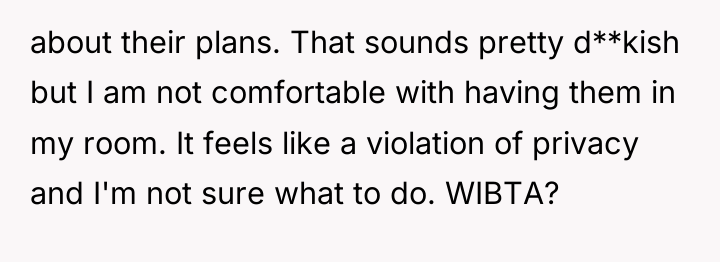 about their plans. That sounds pretty d**kish but I am...