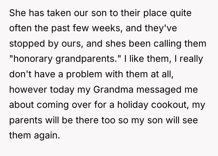She has taken our son to their place quite often...