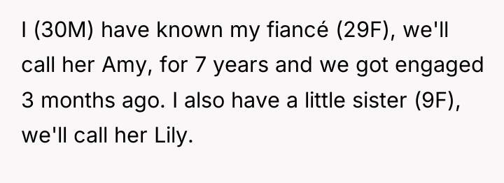 I (30M) have known my fiancé (29F), we'll call her...
