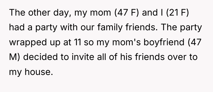 The other day, my mom (47 F) and I (21...