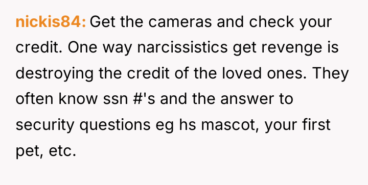 nickis84 Get the cameras and check your credit. One way...