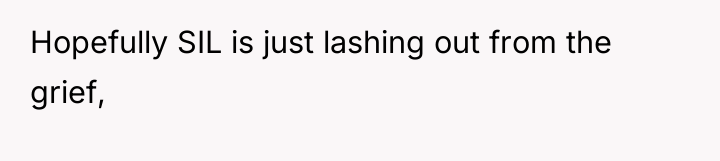 Hopefully SIL is just lashing out from the grief,