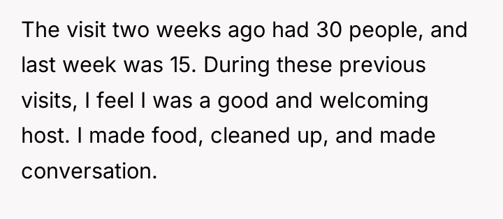The visit two weeks ago had 30 people, and last...