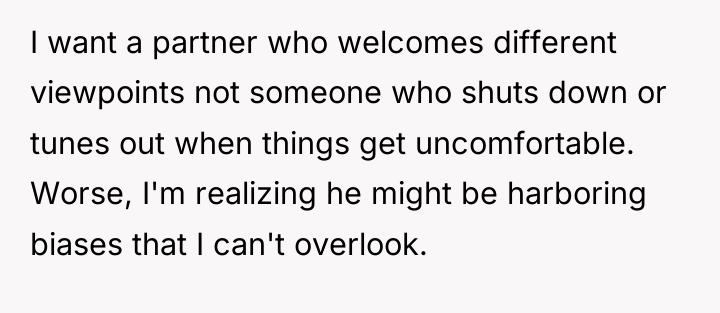 I want a partner who welcomes different viewpoints not someone...