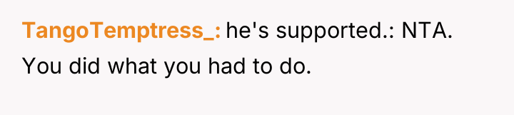 TangoTemptress_ he's supported.: NTA. You did what you had to...
