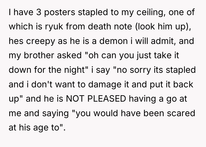 I have 3 posters stapled to my ceiling, one of...