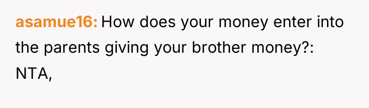 asamue16 How does your money enter into the parents giving...