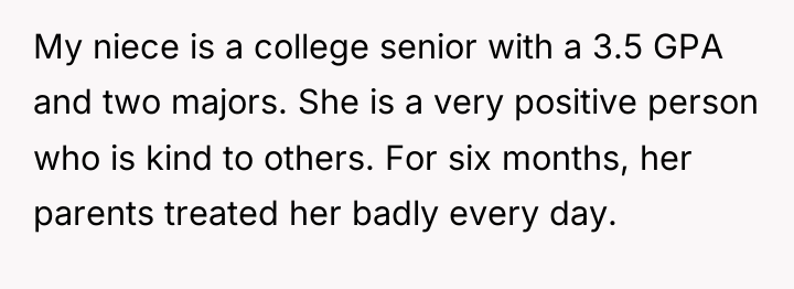 My niece is a college senior with a 3.5 GPA...
