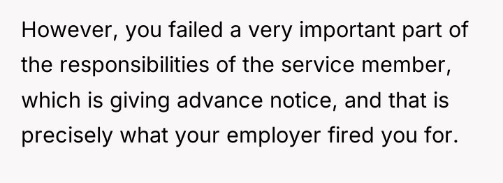 However, you failed a very important part of the responsibilities...