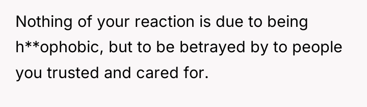 Nothing of your reaction is due to being h**ophobic, but...