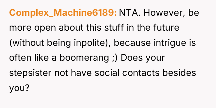 Complex_Machine6189 NTA. However, be more open about this stuff in...