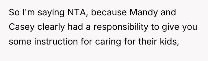 So I'm saying NTA, because Mandy and Casey clearly had...