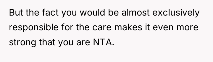But the fact you would be almost exclusively responsible for...