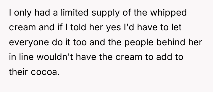 I only had a limited supply of the whipped cream...