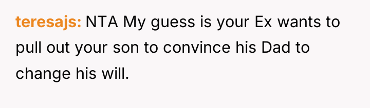 teresajs NTA My guess is your Ex wants to pull...