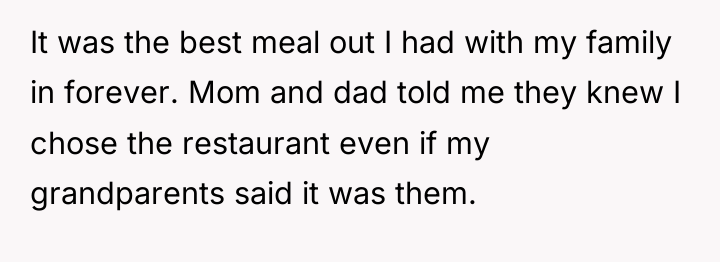 It was the best meal out I had with my...