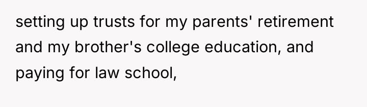 setting up trusts for my parents' retirement and my brother's...