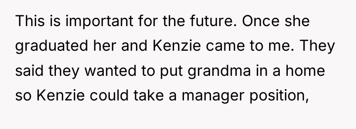 This is important for the future. Once she graduated her...