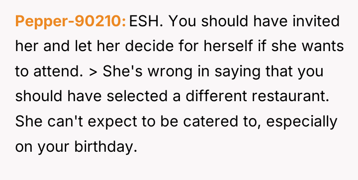 Pepper-90210 ESH. You should have invited her and let her...