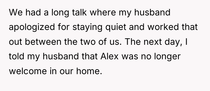 We had a long talk where my husband apologized for...