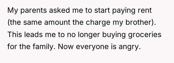 My parents asked me to start paying rent (the same...