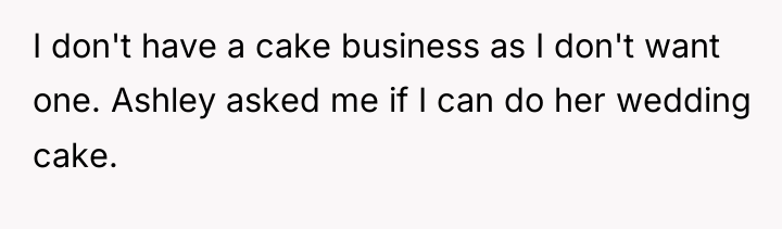 I don't have a cake business as I don't want...