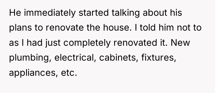 He immediately started talking about his plans to renovate the...
