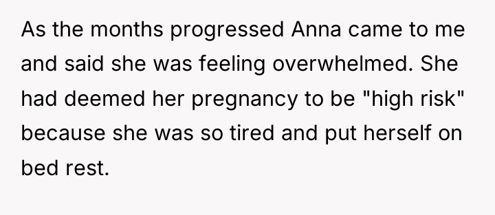 As the months progressed Anna came to me and said...