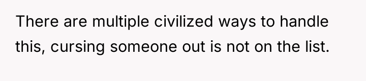 There are multiple civilized ways to handle this, cursing someone...
