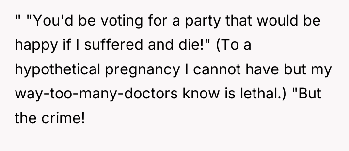 " "You'd be voting for a party that would be...