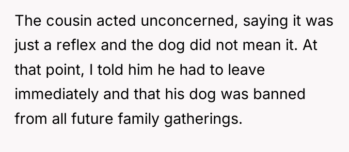 The cousin acted unconcerned, saying it was just a reflex...