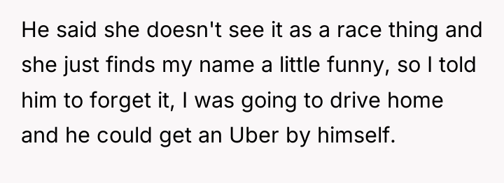 He said she doesn't see it as a race thing...