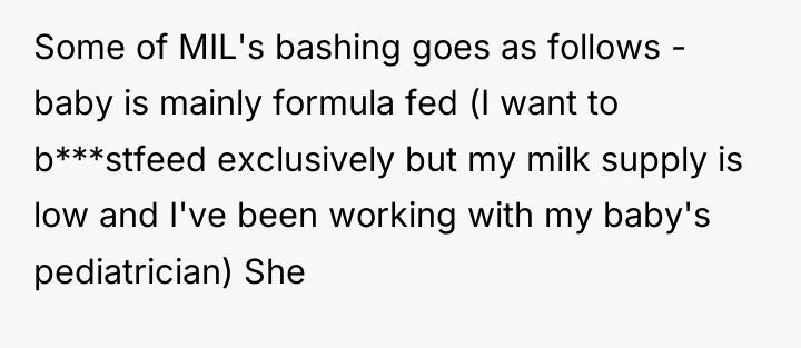 Some of MIL's bashing goes as follows - baby is...