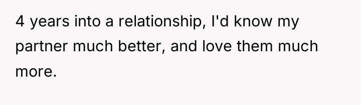 4 years into a relationship, I'd know my partner much...