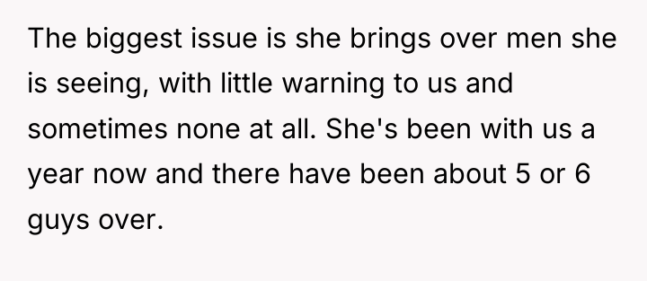 The biggest issue is she brings over men she is...