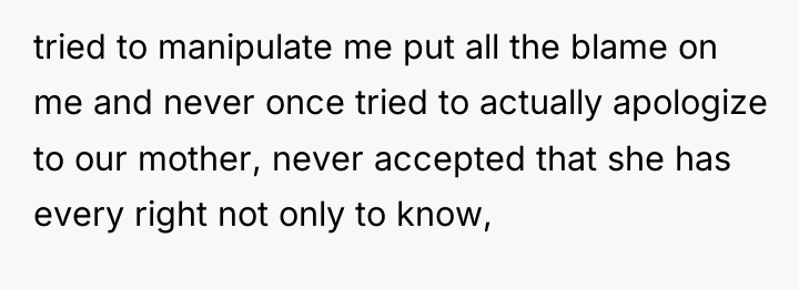 tried to manipulate me put all the blame on me...