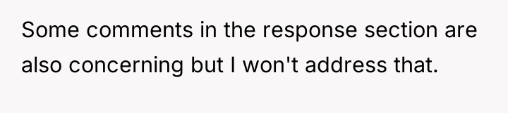 Some comments in the response section are also concerning but...