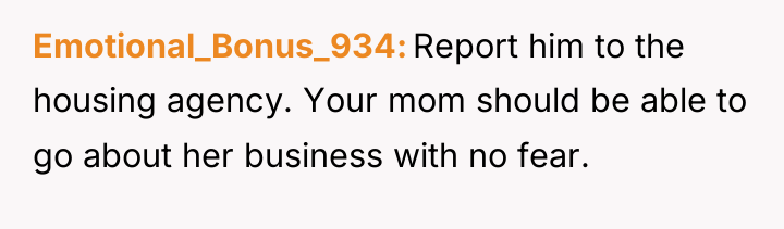 Emotional_Bonus_934 Report him to the housing agency. Your mom should...