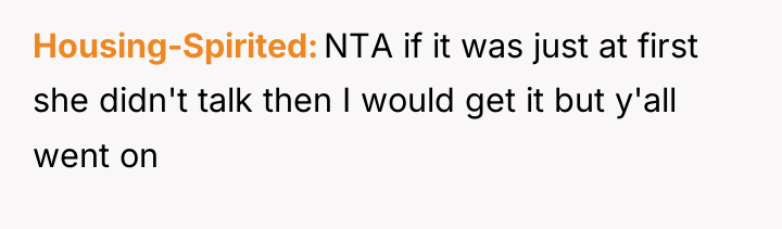 Housing-Spirited NTA if it was just at first she didn't...