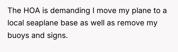 The HOA is demanding I move my plane to a...