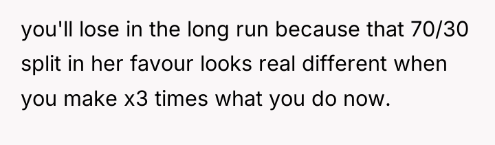 you'll lose in the long run because that 70/30 split...
