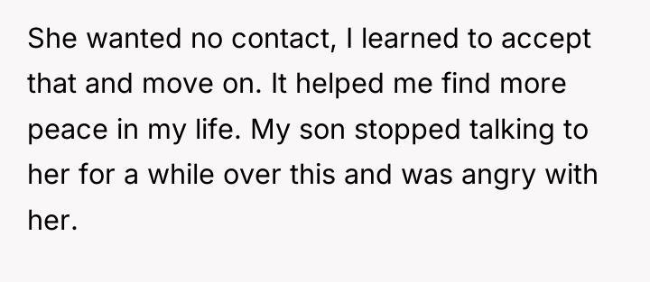 She wanted no contact, I learned to accept that and...