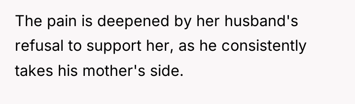 The pain is deepened by her husband's refusal to support...