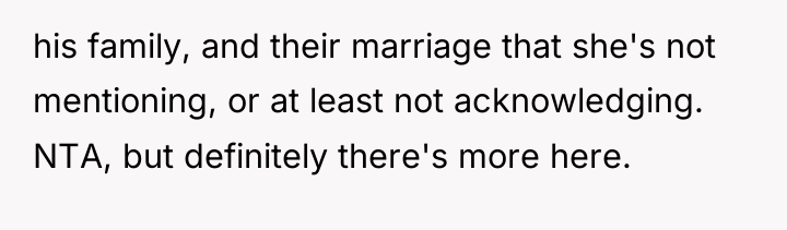 his family, and their marriage that she's not mentioning, or...